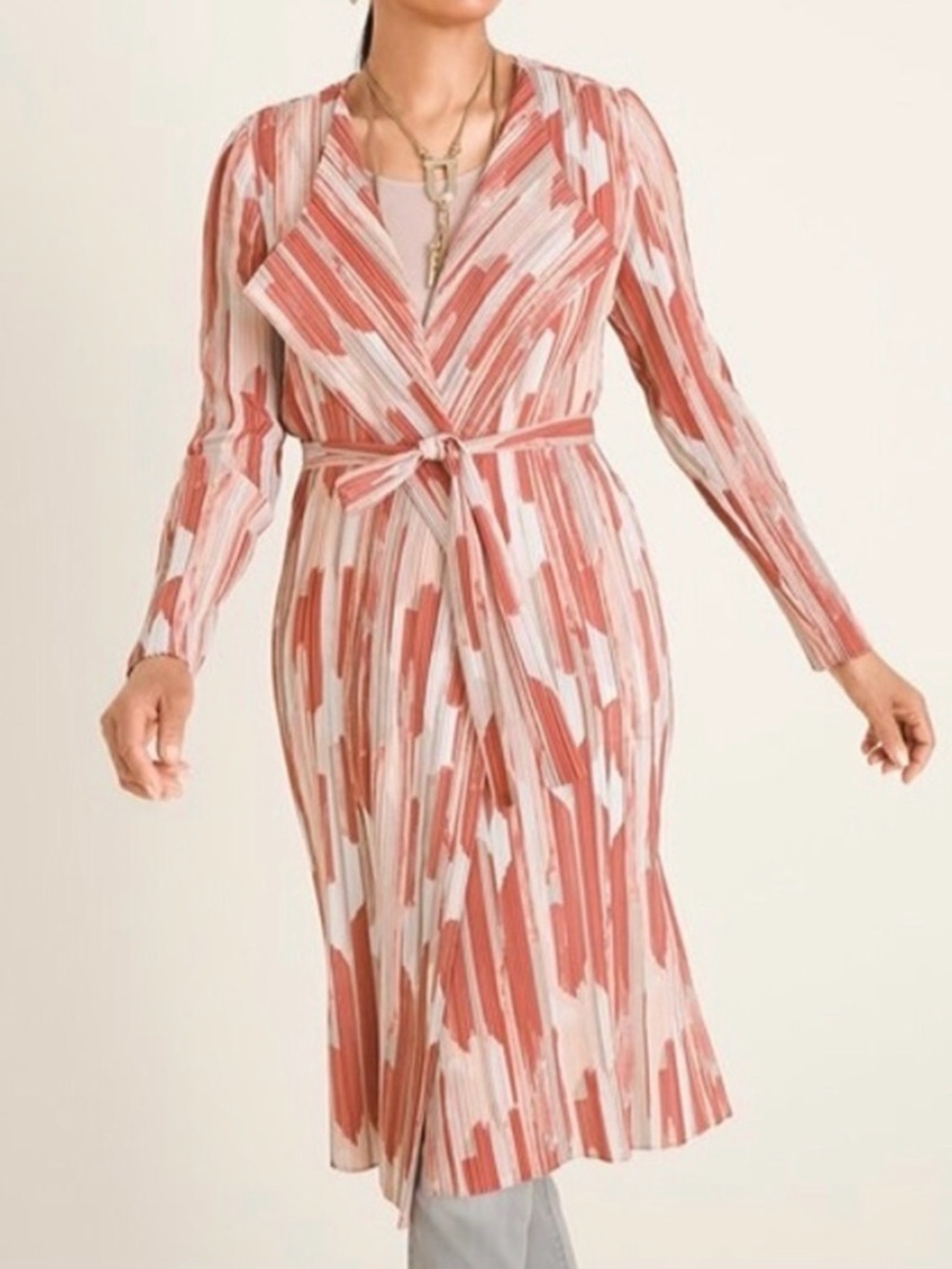 Chico's lightweight pleated Duster Cardigan swim cover size 3 (XL)(16)